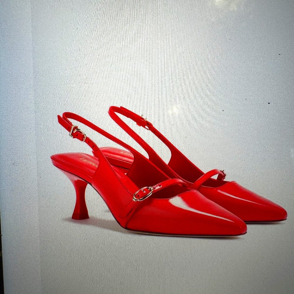 Brand New Red Larroude Ines Kitten Heel Slingbacks, NWT 6.5